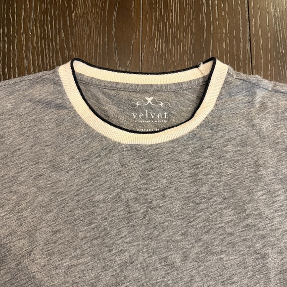 Velvet by Graham & Spencer Vintage Slub Ringer Tee Small Gray - Picture 2 of 6